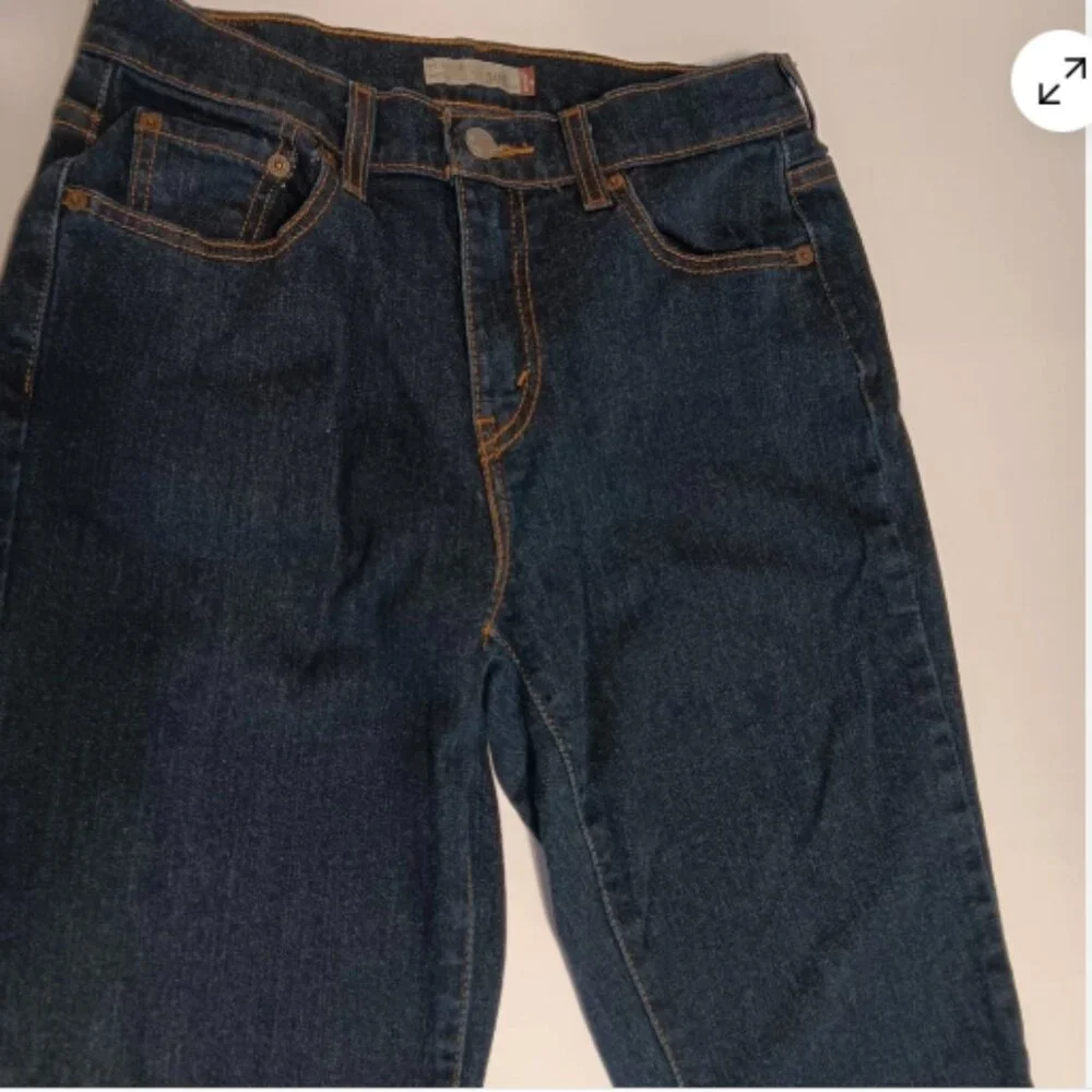 Levis 505 Straight Leg Jeans Womens 8S Dark Wash Blue Denim Stretch 8S Short‎